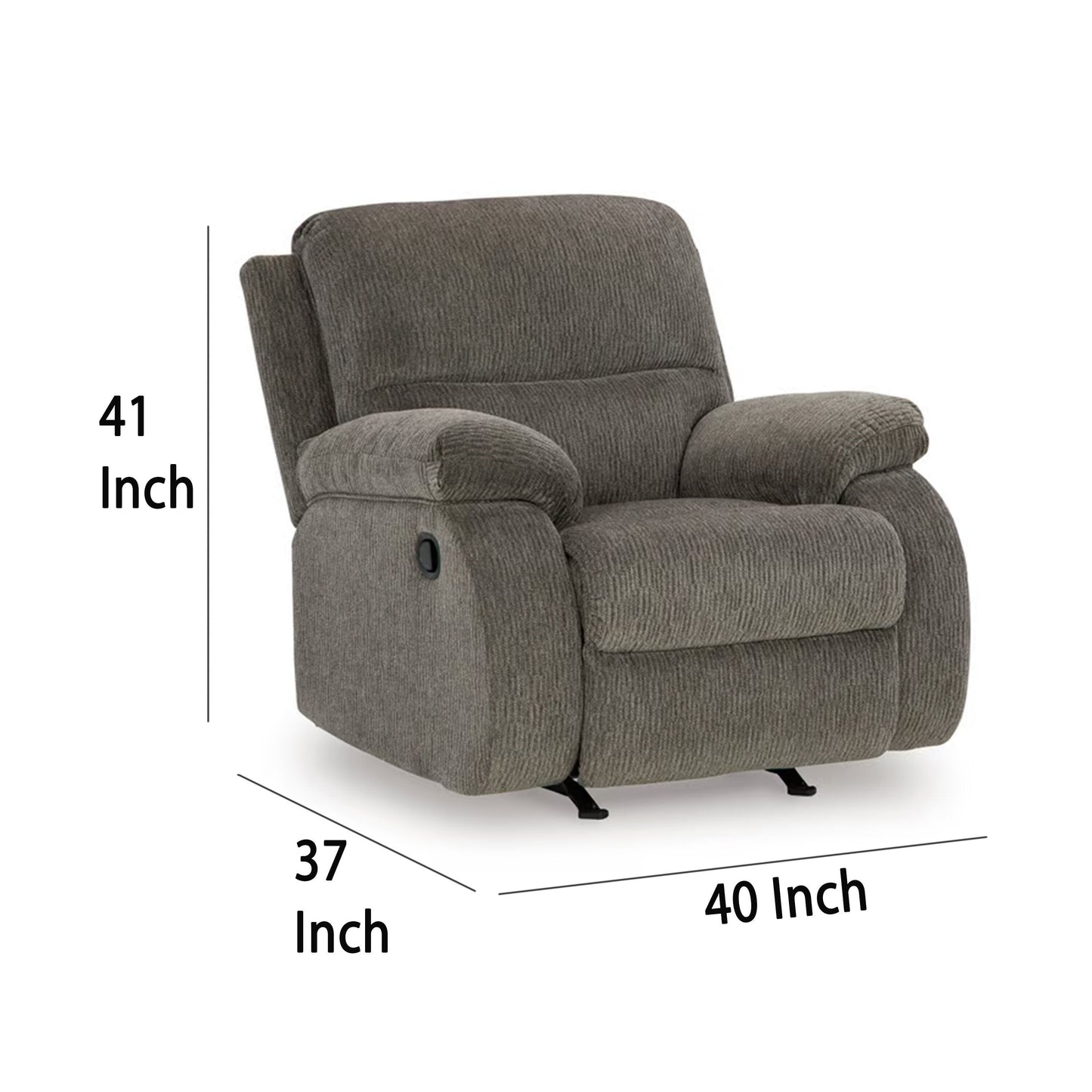 Lyla Manual Rocker Recliner Chair, Bustle Back, Brindle Gray Polyester
