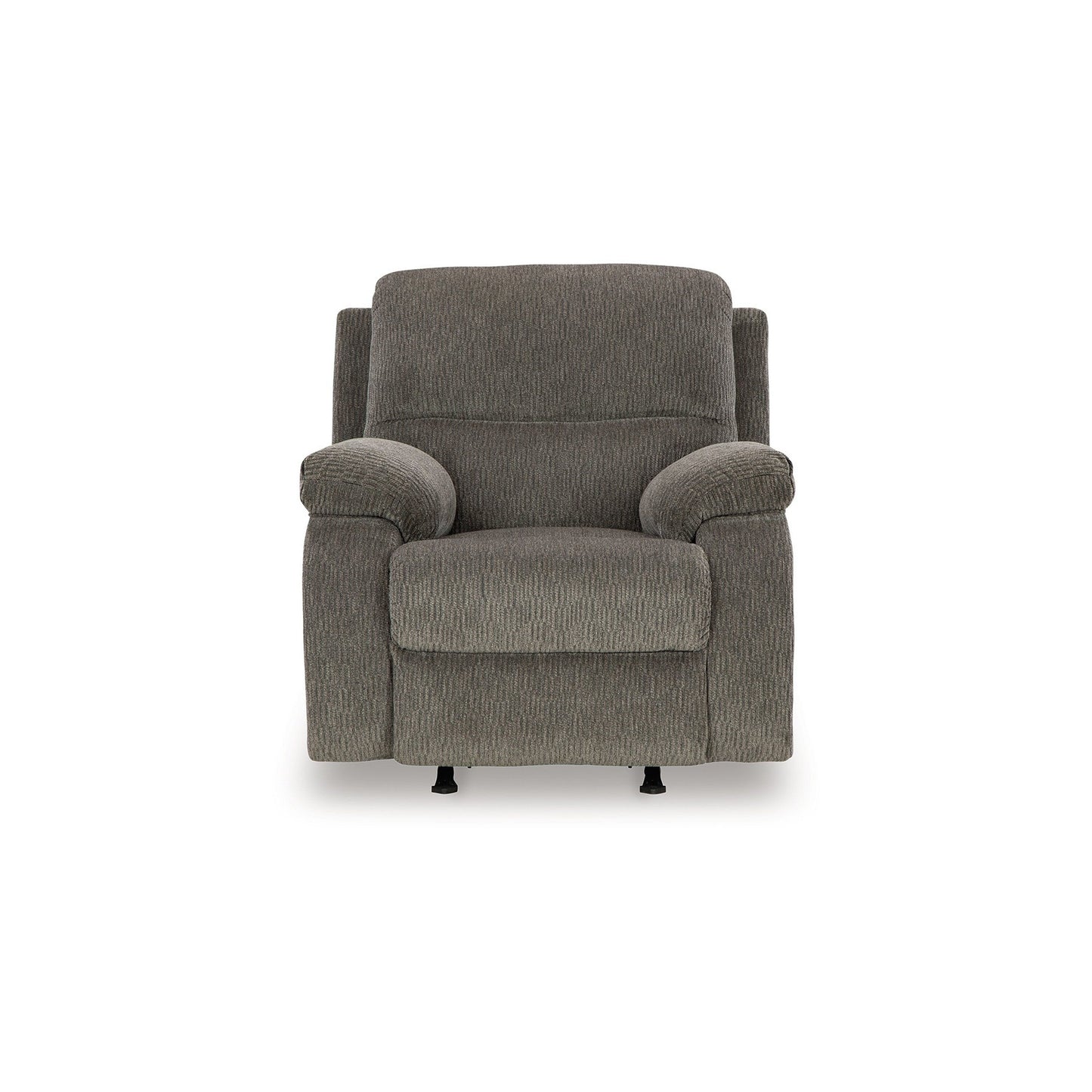 Lyla Manual Rocker Recliner Chair, Bustle Back, Brindle Gray Polyester