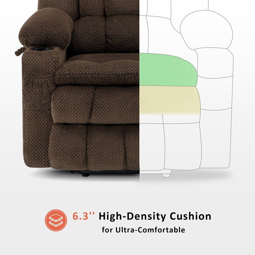 MCombo Dual Motor Power Lift Recliner Chair Sofa with Massage and Heat, Infinite Position, USB Ports, Fabric R7897