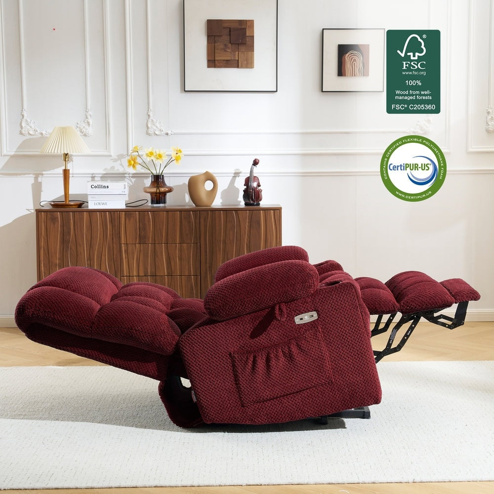 MCombo Dual Motor Power Lift Recliner Chair Sofa with Massage and Heat, Infinite Position, USB Ports, Fabric R7897