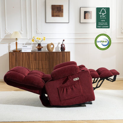 MCombo Dual Motor Power Lift Recliner Chair Sofa with Massage and Heat, Infinite Position, USB Ports, Fabric R7897