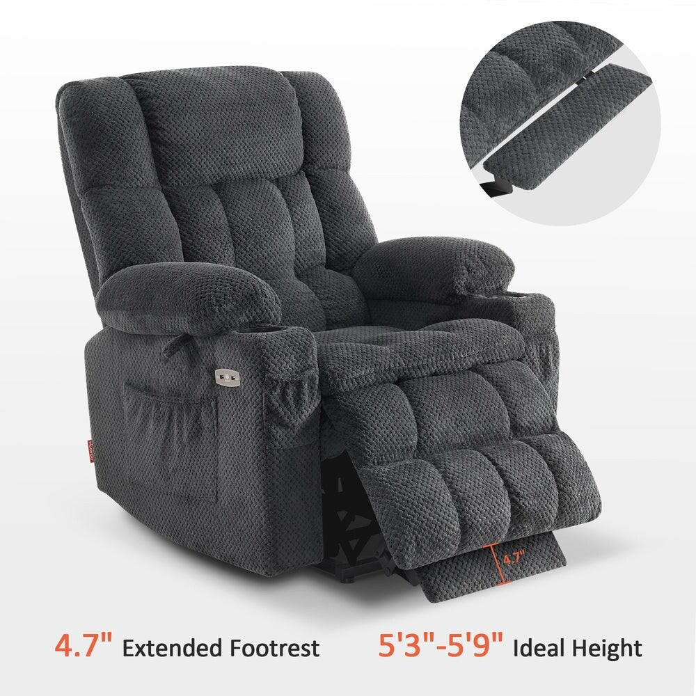 MCombo Dual Motor Power Lift Recliner Chair Sofa with Massage and Heat, Infinite Position, USB Ports, Fabric R7897