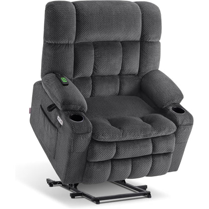 MCombo Dual Motor Power Lift Recliner Chair Sofa with Massage and Heat, Infinite Position, USB Ports, Fabric R7897