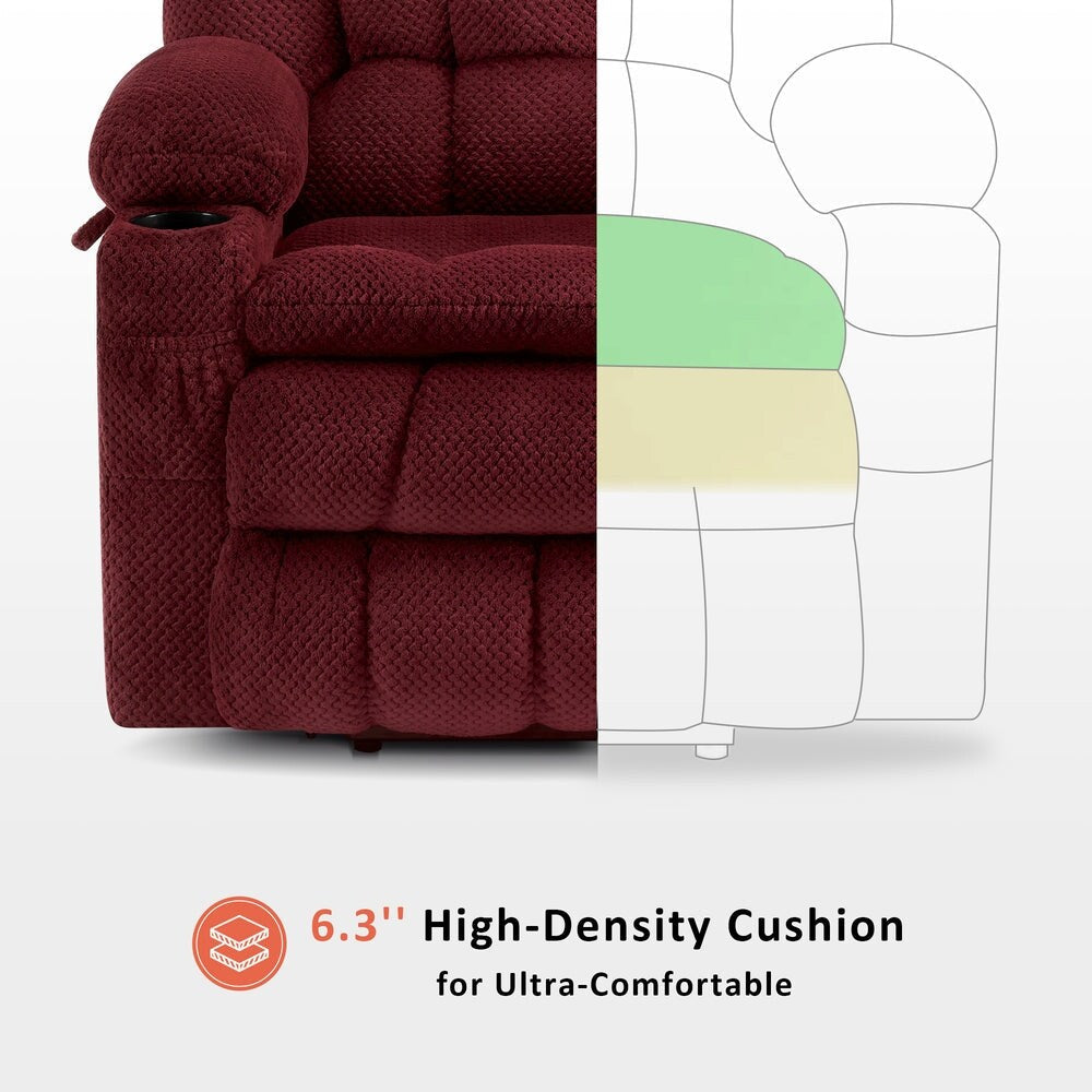 MCombo Dual Motor Power Lift Recliner Chair Sofa with Massage and Heat, Infinite Position, USB Ports, Fabric R7897
