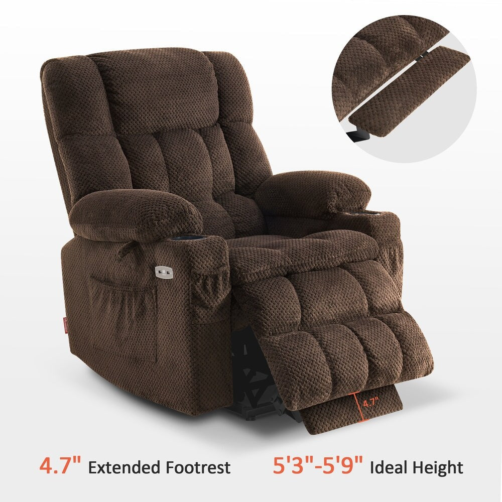 MCombo Dual Motor Power Lift Recliner Chair Sofa with Massage and Heat, Infinite Position, USB Ports, Fabric R7897