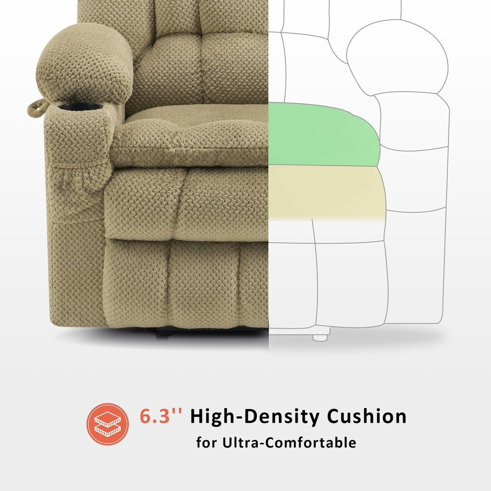 MCombo Dual Motor Power Lift Recliner Chair Sofa with Massage and Heat, Infinite Position, USB Ports, Fabric R7897