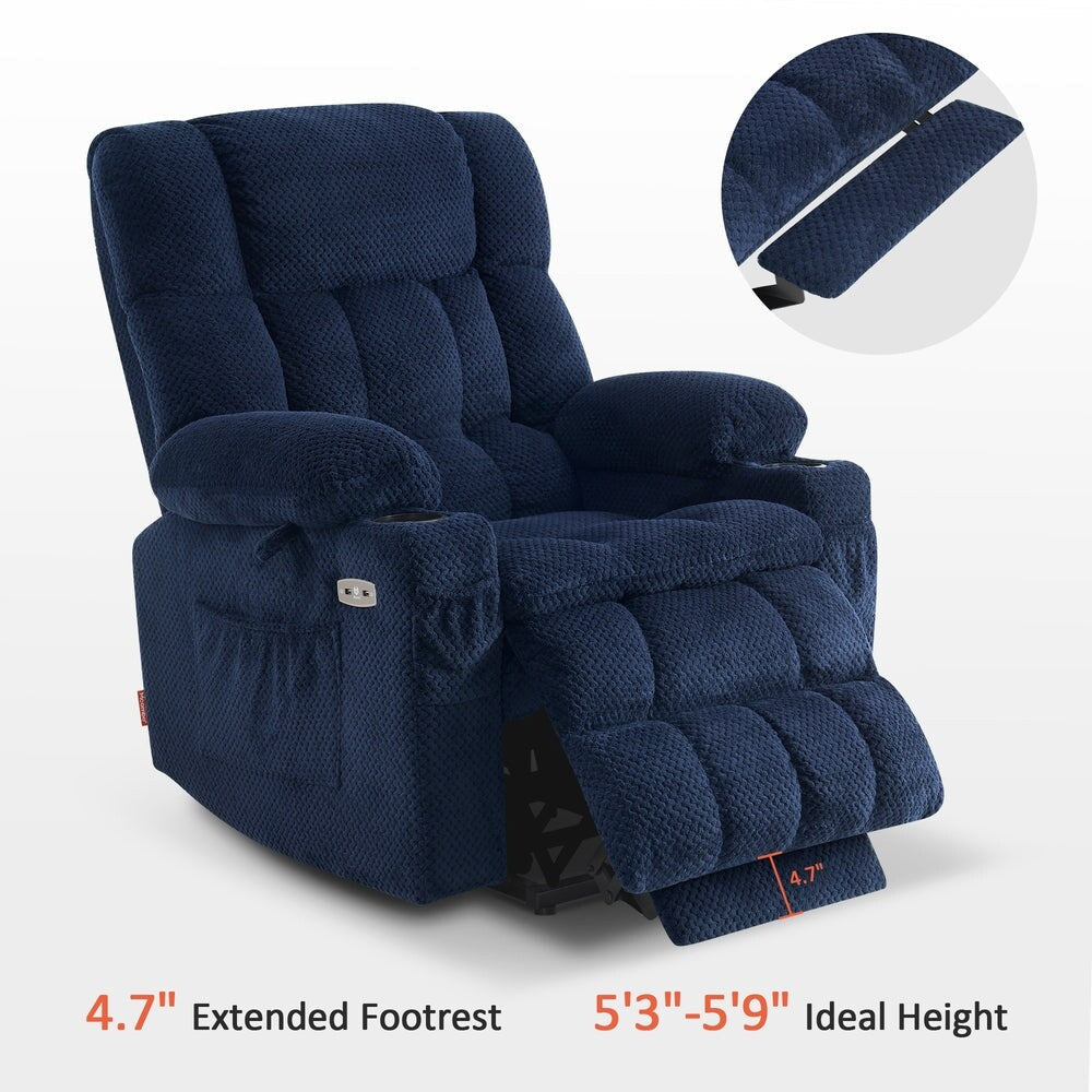 MCombo Dual Motor Power Lift Recliner Chair Sofa with Massage and Heat, Infinite Position, USB Ports, Fabric R7897