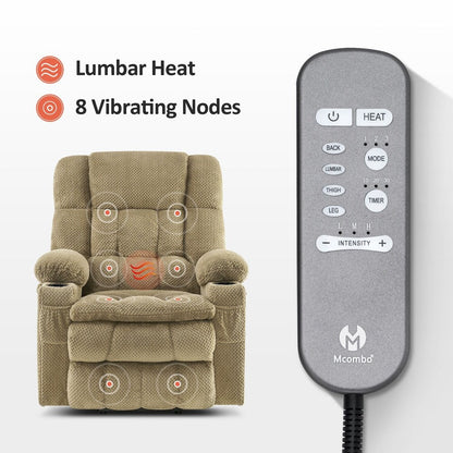 MCombo Dual Motor Power Lift Recliner Chair Sofa with Massage and Heat, Infinite Position, USB Ports, Fabric R7897