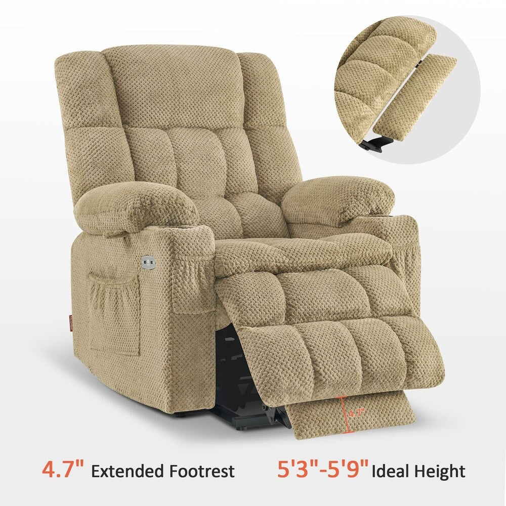 MCombo Dual Motor Power Lift Recliner Chair Sofa with Massage and Heat, Infinite Position, USB Ports, Fabric R7897