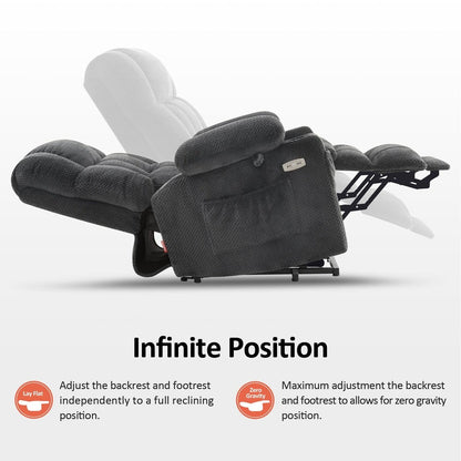 MCombo Dual Motor Power Lift Recliner Chair Sofa with Massage and Heat, Infinite Position, USB Ports, Fabric R7897