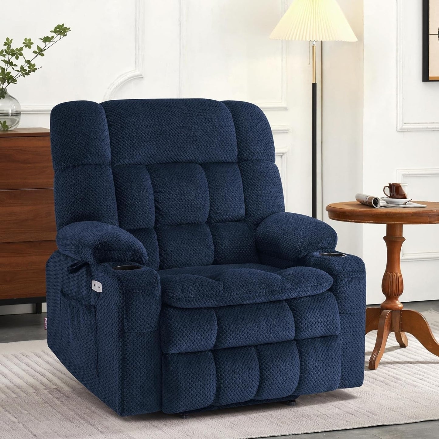 MCombo Dual Motor Power Lift Recliner Chair Sofa with Massage and Heat, Infinite Position, USB Ports, Fabric R7897