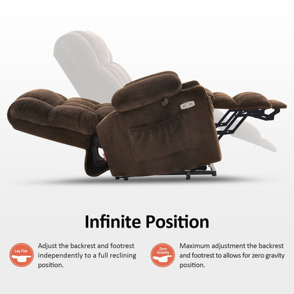 MCombo Dual Motor Power Lift Recliner Chair Sofa with Massage and Heat, Infinite Position, USB Ports, Fabric R7897