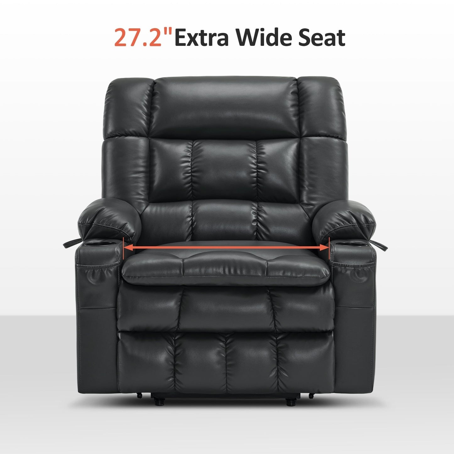 MCombo Dual Motor Power Lift Recliner Chair sofa with Massage and Heat, Infinite Position, Faux Leather R7897 (Medium-Wide)