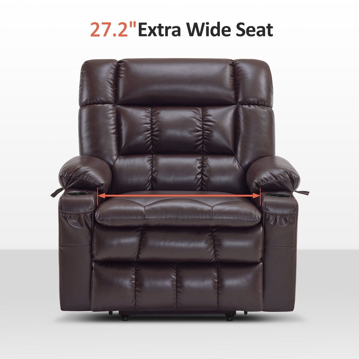 MCombo Dual Motor Power Lift Recliner Chair sofa with Massage and Heat, Infinite Position, Faux Leather R7897 (Medium-Wide)