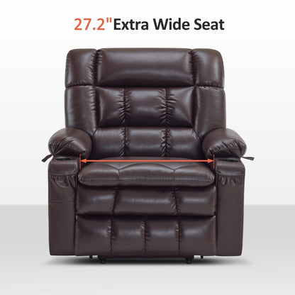 MCombo Dual Motor Power Lift Recliner Chair sofa with Massage and Heat, Infinite Position, Faux Leather R7897 (Medium-Wide)