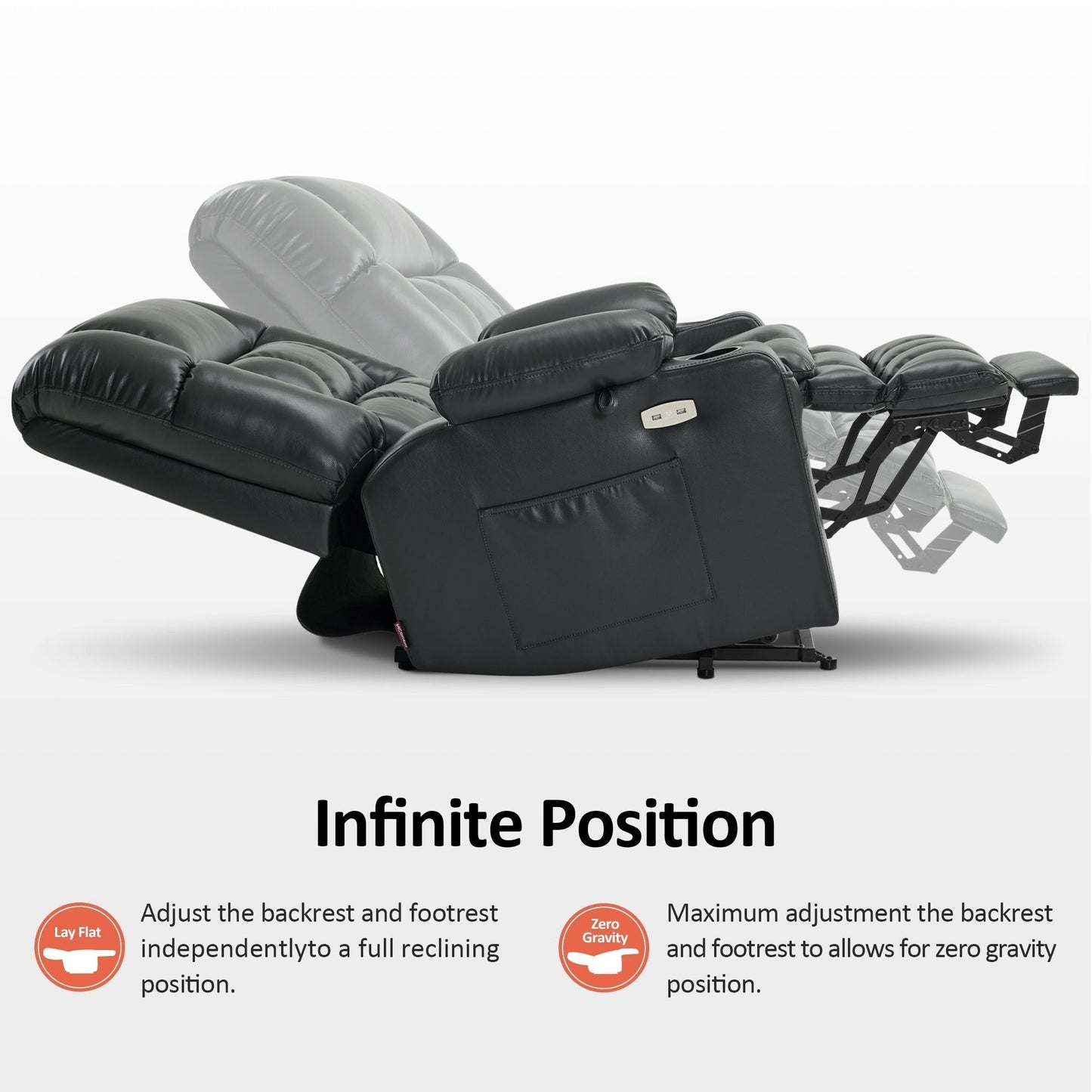 MCombo Dual Motor Power Lift Recliner Chair sofa with Massage and Heat, Infinite Position, Faux Leather R7897 (Medium-Wide)