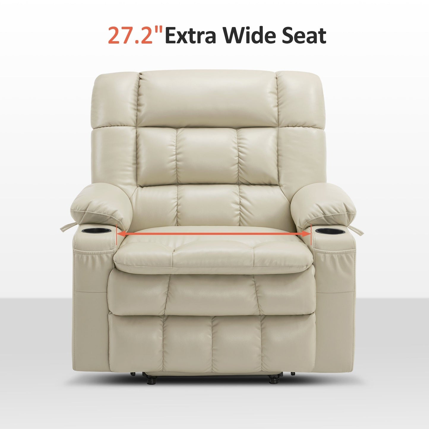 MCombo Dual Motor Power Lift Recliner Chair sofa with Massage and Heat, Infinite Position, Faux Leather R7897 (Medium-Wide)