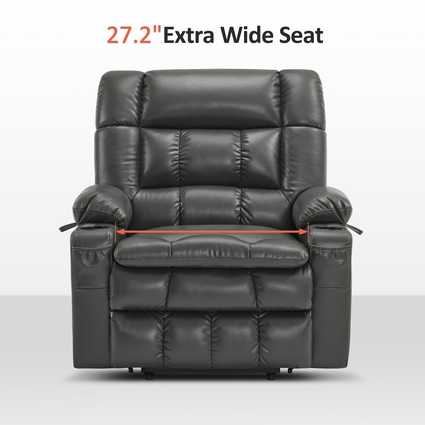 MCombo Dual Motor Power Lift Recliner Chair sofa with Massage and Heat, Infinite Position, Faux Leather R7897 (Medium-Wide)