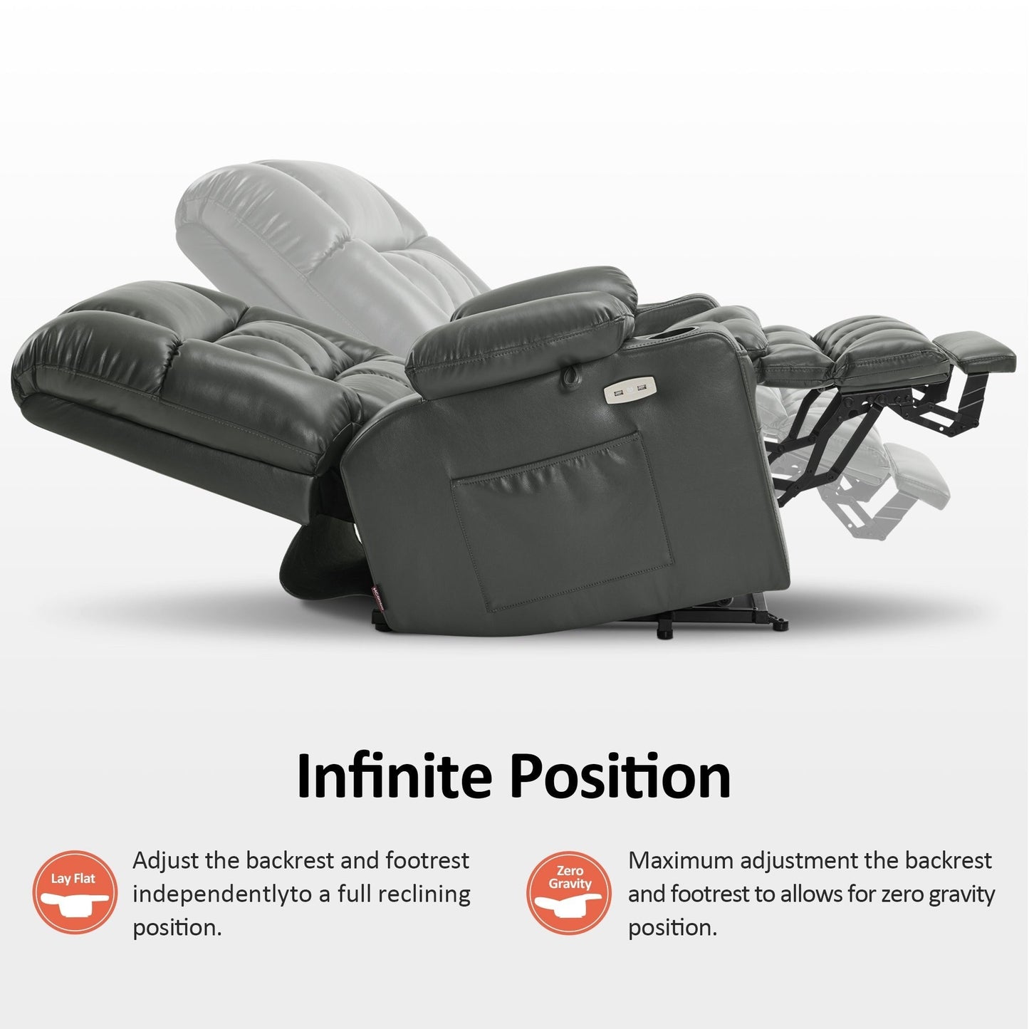MCombo Dual Motor Power Lift Recliner Chair sofa with Massage and Heat, Infinite Position, Faux Leather R7897 (Medium-Wide)