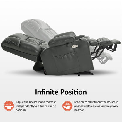 MCombo Dual Motor Power Lift Recliner Chair sofa with Massage and Heat, Infinite Position, Faux Leather R7897 (Medium-Wide)