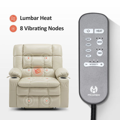 MCombo Dual Motor Power Lift Recliner Chair sofa with Massage and Heat, Infinite Position, Faux Leather R7897 (Medium-Wide)