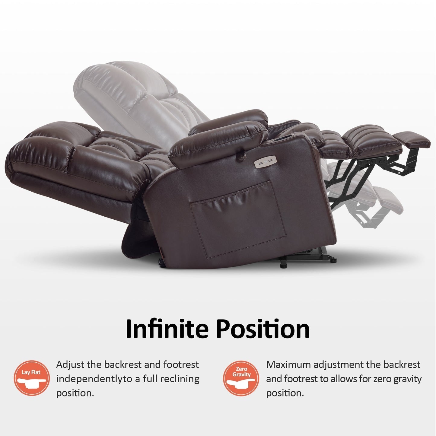 MCombo Dual Motor Power Lift Recliner Chair sofa with Massage and Heat, Infinite Position, Faux Leather R7897 (Medium-Wide)