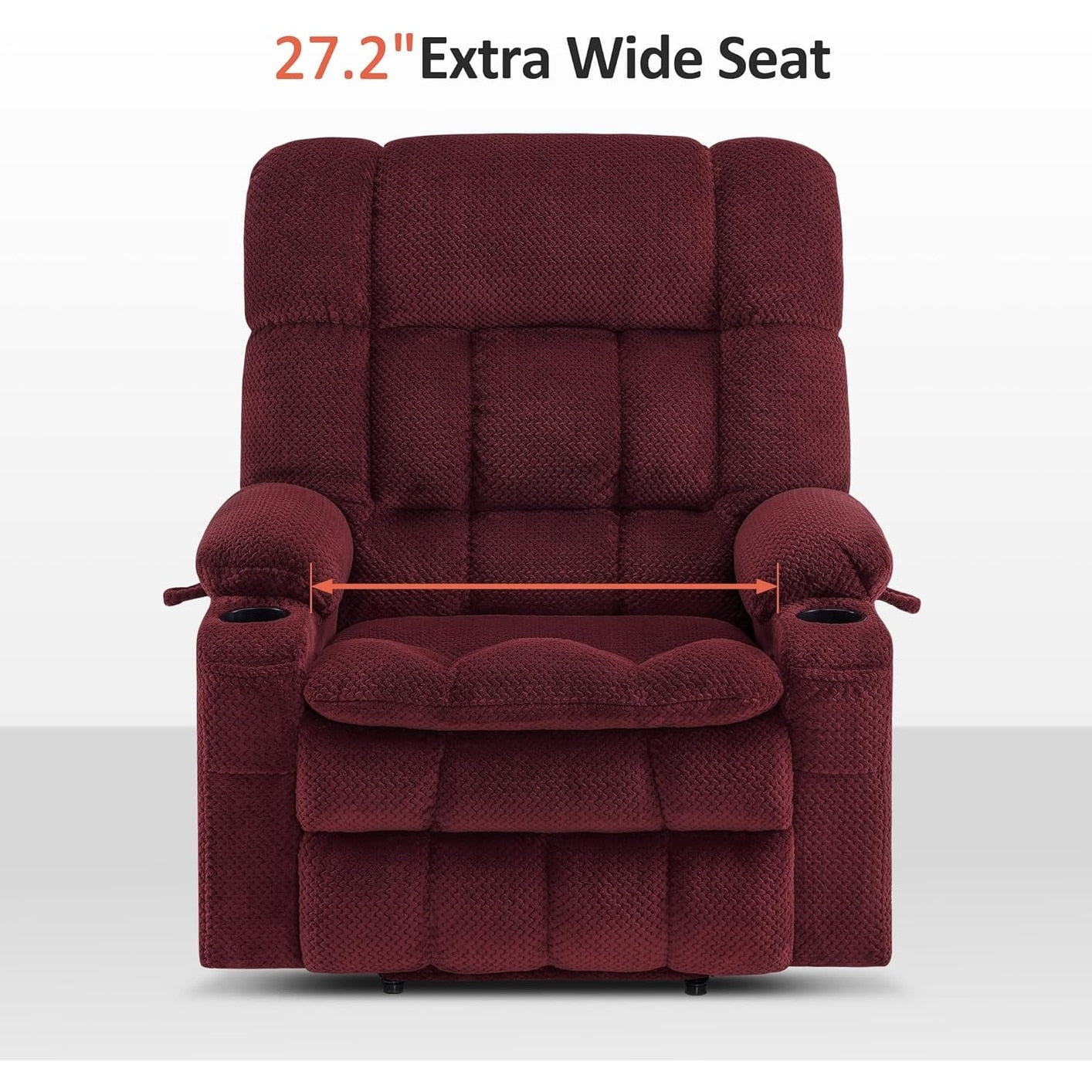 MCombo Dual Motor Power Lift Recliner Chair with Massage and Heat for Big People, Fabric R7891 (Large-Wide)