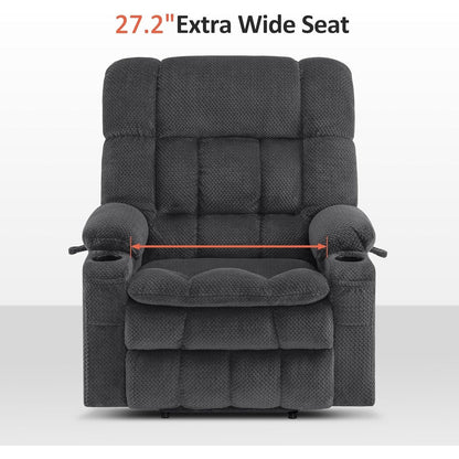 MCombo Dual Motor Power Lift Recliner Chair with Massage and Heat for Big People, Fabric R7891 (Large-Wide)
