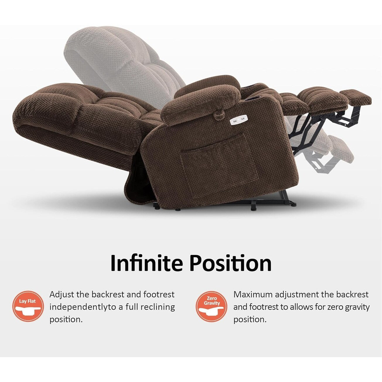 MCombo Dual Motor Power Lift Recliner Chair with Massage and Heat for Big People, Fabric R7891 (Large-Wide)
