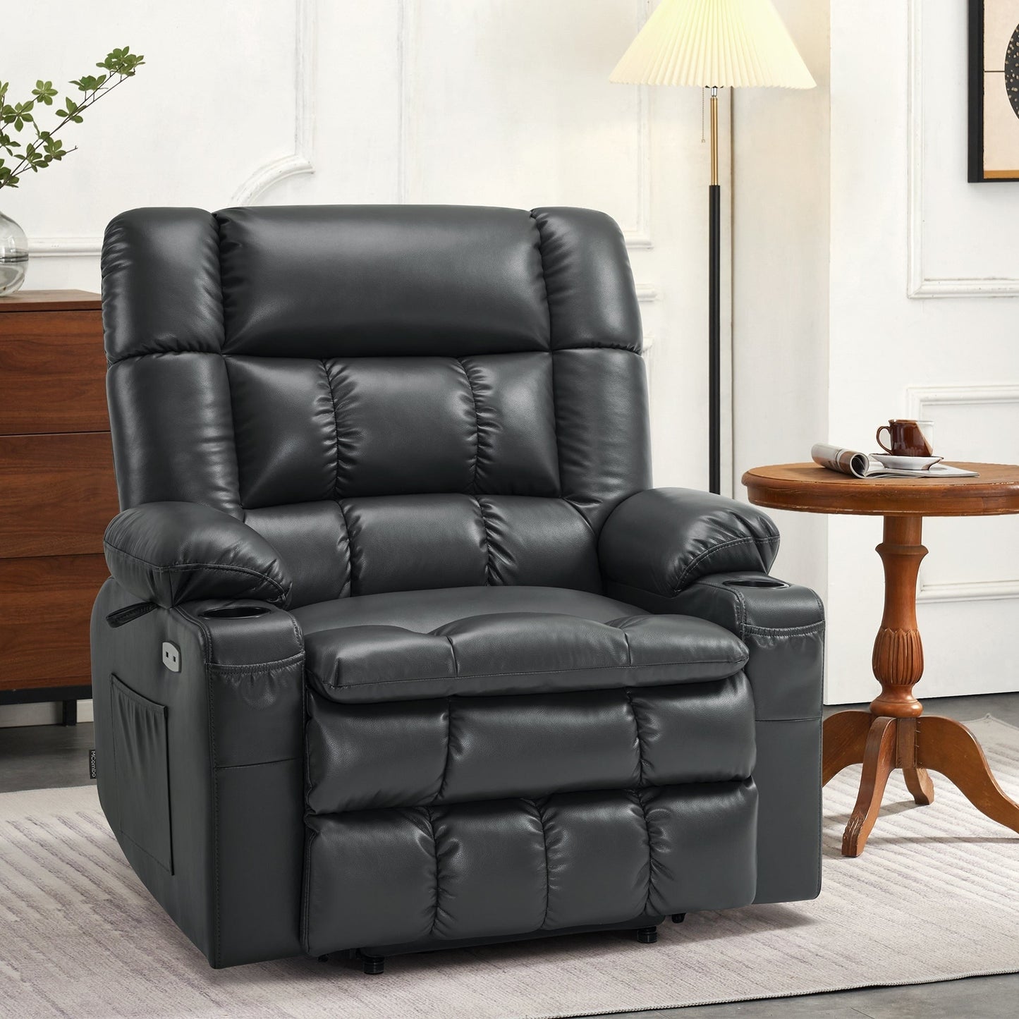 MCombo Dual Motor Power Lift Recliner Chair with Massage and Heat for Big People, Faux Leather R7891 (Large-Wide)