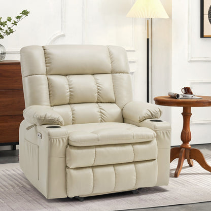 MCombo Dual Motor Power Lift Recliner Chair with Massage and Heat for Big People, Faux Leather R7891 (Large-Wide)