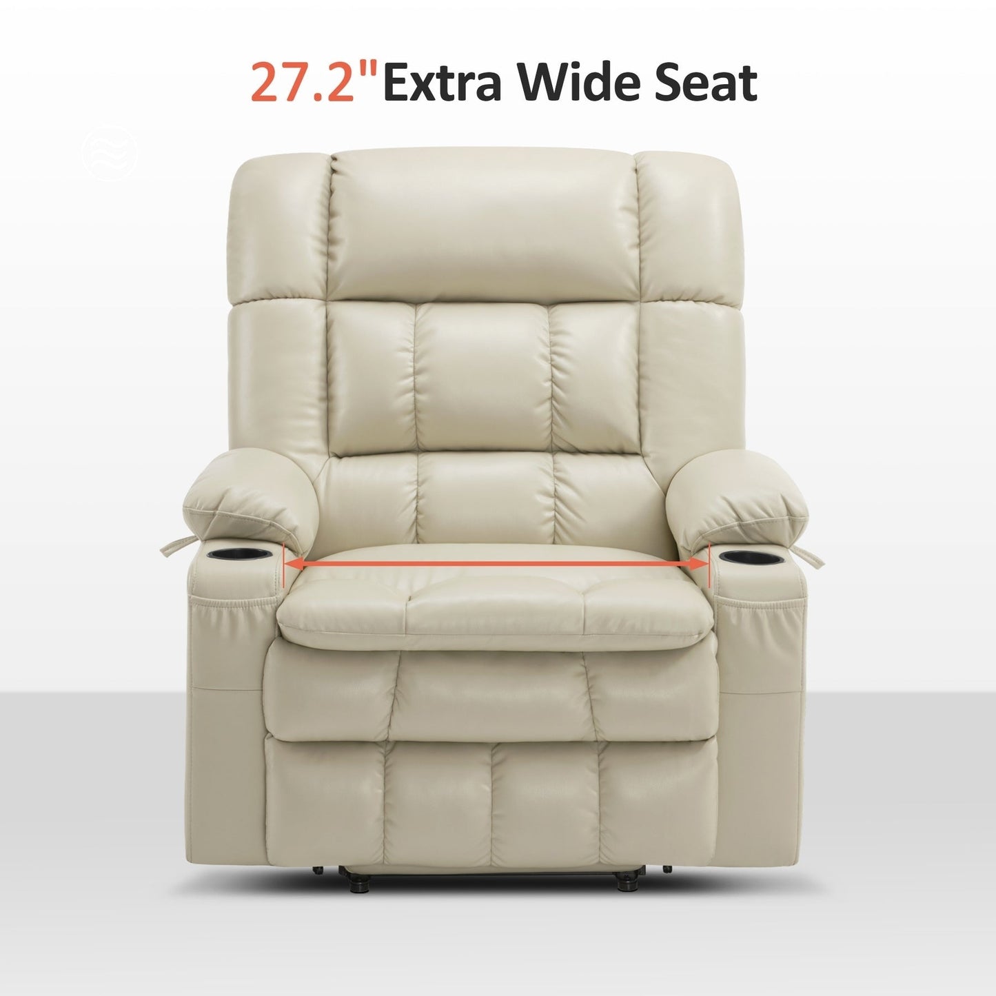 MCombo Dual Motor Power Lift Recliner Chair with Massage and Heat for Big People, Faux Leather R7891 (Large-Wide)