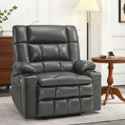 MCombo Dual Motor Power Lift Recliner Chair with Massage and Heat for Big People, Faux Leather R7891 (Large-Wide)