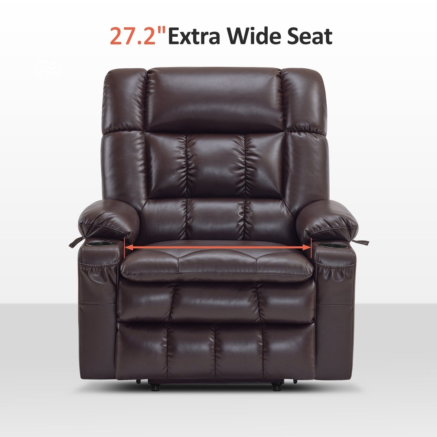 MCombo Dual Motor Power Lift Recliner Chair with Massage and Heat for Big People, Faux Leather R7891 (Large-Wide)