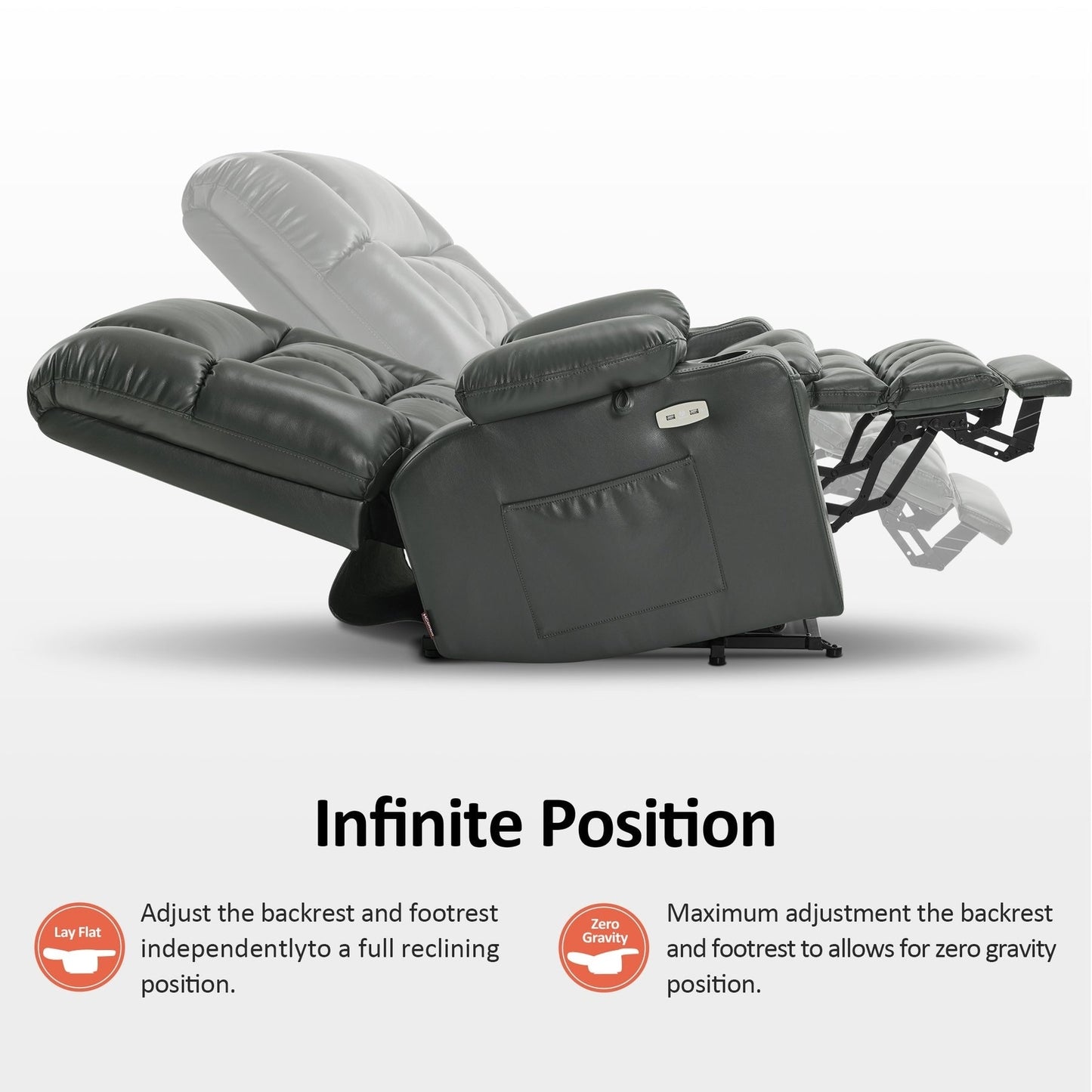 MCombo Dual Motor Power Lift Recliner Chair with Massage and Heat for Big People, Faux Leather R7891 (Large-Wide)