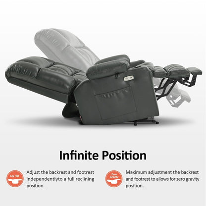 MCombo Dual Motor Power Lift Recliner Chair with Massage and Heat for Big People, Faux Leather R7891 (Large-Wide)