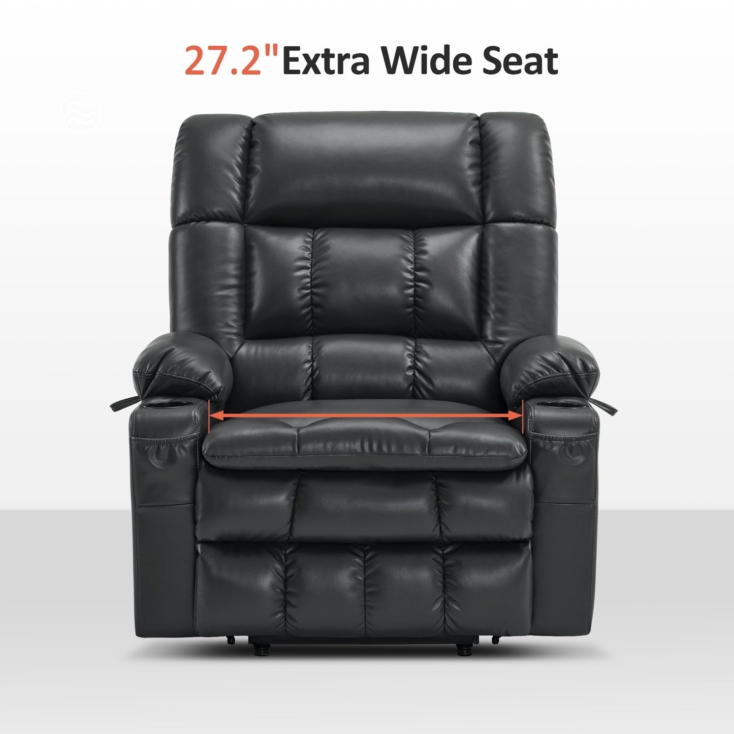 MCombo Dual Motor Power Lift Recliner Chair with Massage and Heat for Big People, Faux Leather R7891 (Large-Wide)