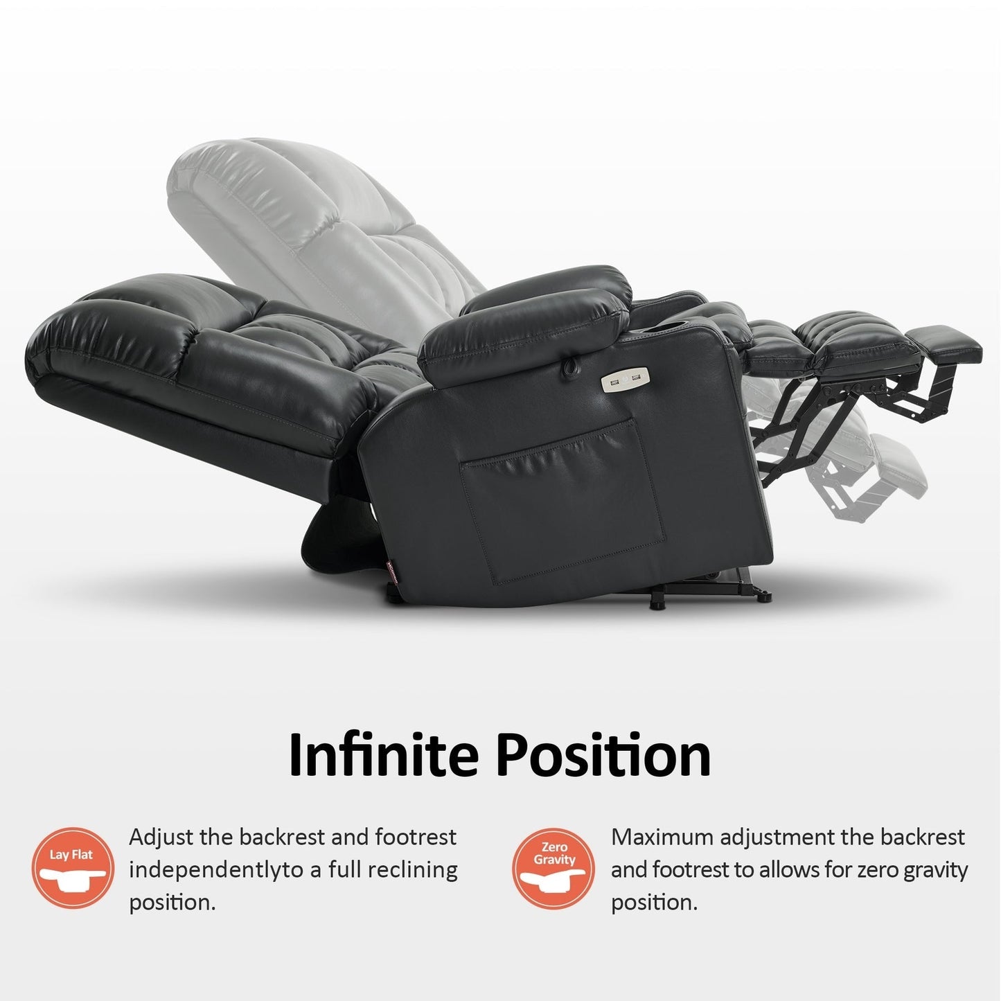 MCombo Dual Motor Power Lift Recliner Chair with Massage and Heat for Big People, Faux Leather R7891 (Large-Wide)