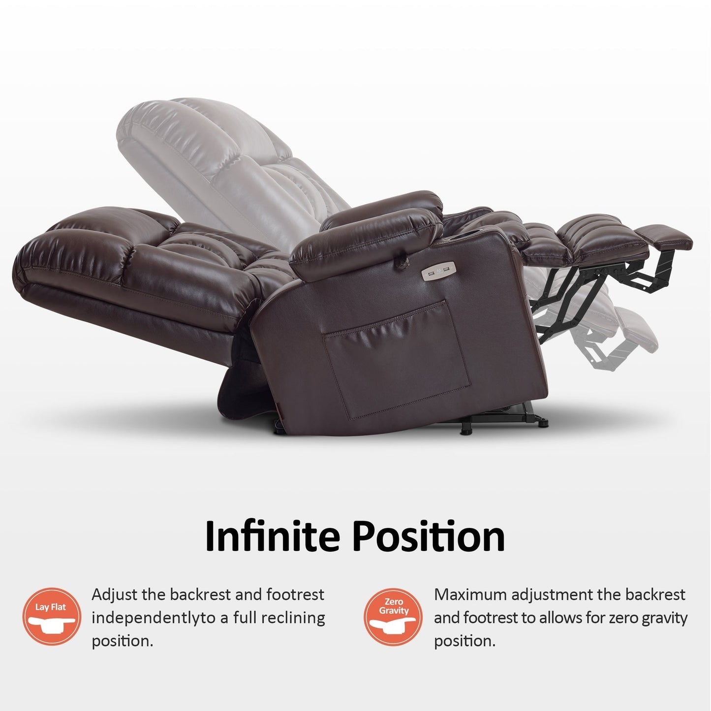 MCombo Dual Motor Power Lift Recliner Chair with Massage and Heat for Big People, Faux Leather R7891 (Large-Wide)