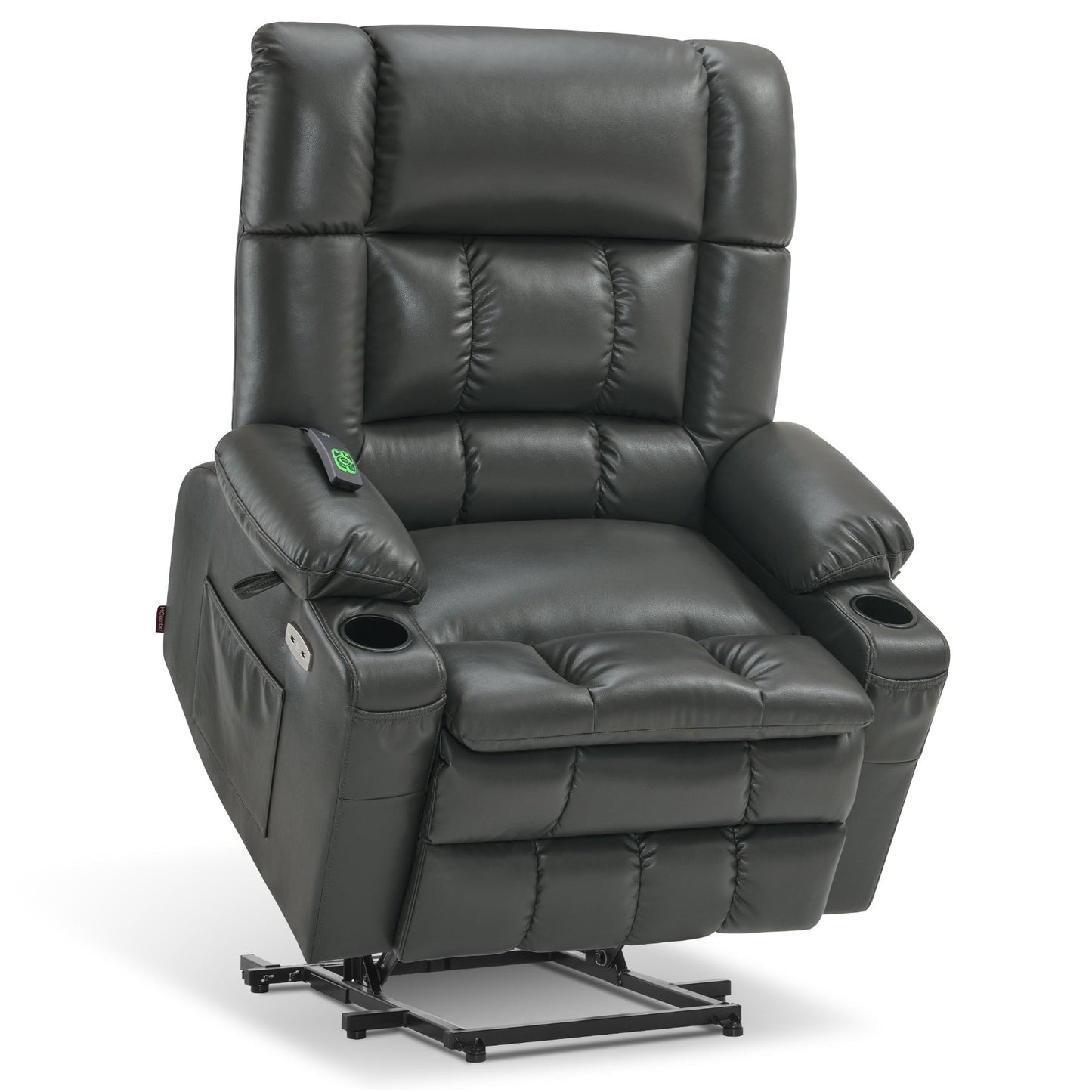 MCombo Dual Motor Power Lift Recliner Chair with Massage and Heat for Big People, Faux Leather R7891 (Large-Wide)