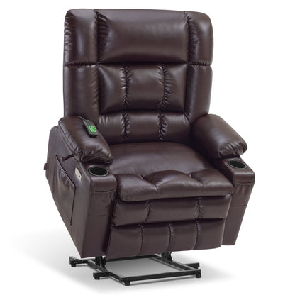 MCombo Dual Motor Power Lift Recliner Chair with Massage and Heat for Big People, Faux Leather R7891 (Large-Wide)