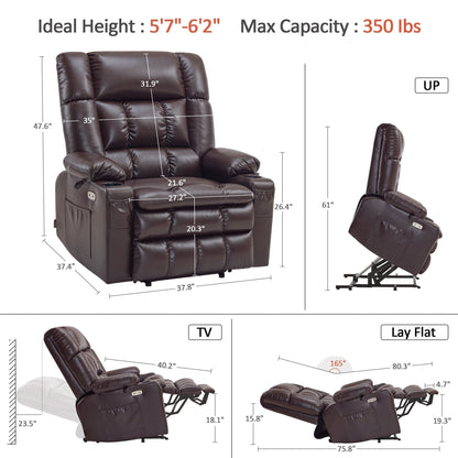 MCombo Dual Motor Power Lift Recliner Chair with Massage and Heat for Big People, Faux Leather R7891 (Large-Wide)