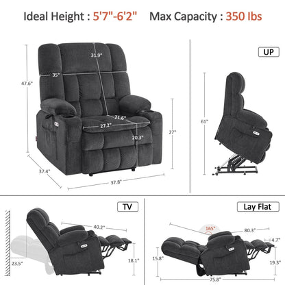 MCombo Dual Motor Power Lift Recliner Chair with Massage and Heat, Infinite Position, Fabric R7894 (Small-Wide)