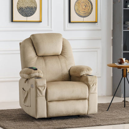 MCombo Electric Power Lift Recliner Chair Sofa with Massage and Heat, 3 Positions, USB Ports, Fabric 7040