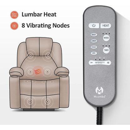 MCombo Electric Power Lift Recliner Chair Sofa with Massage and Heat, 3 Positions, USB Ports, Fabric 7040