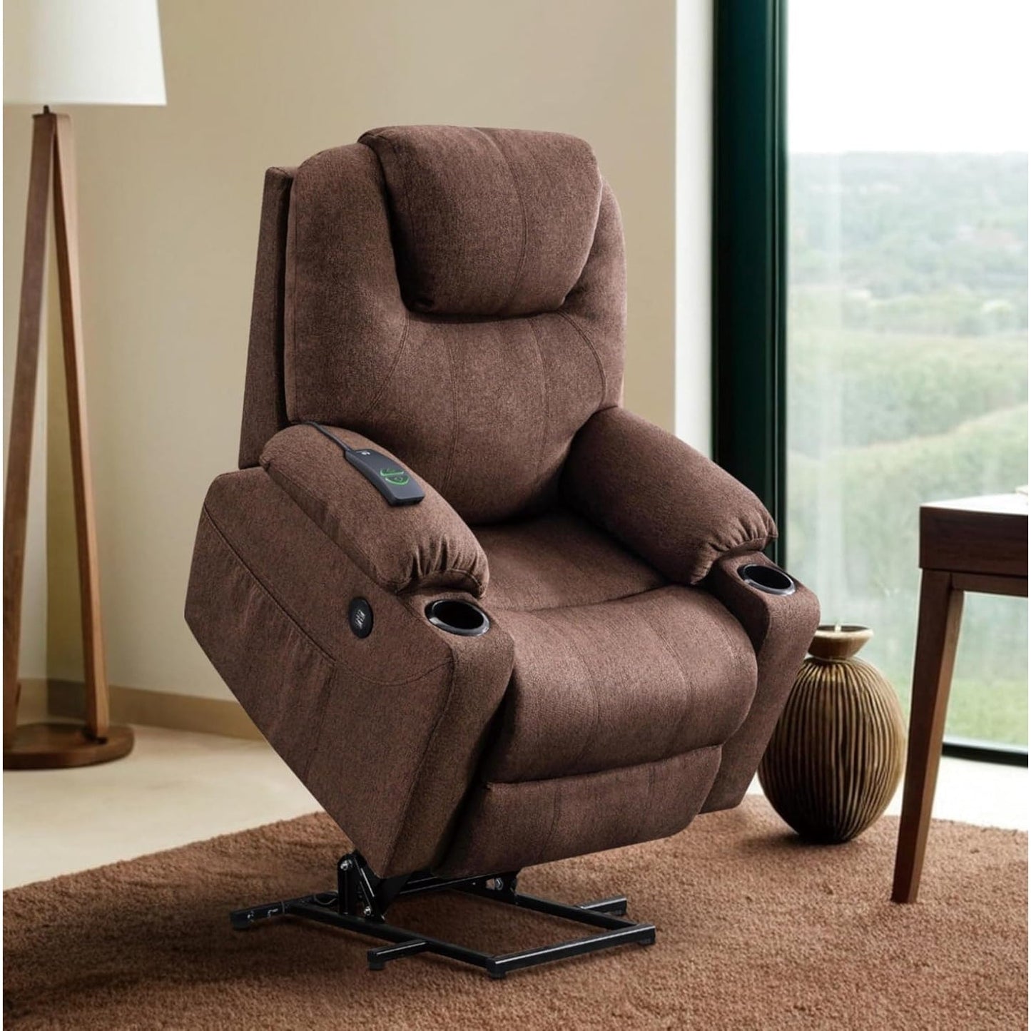 MCombo Electric Power Lift Recliner Chair Sofa with Massage and Heat, 3 Positions, USB Ports, Fabric 7040