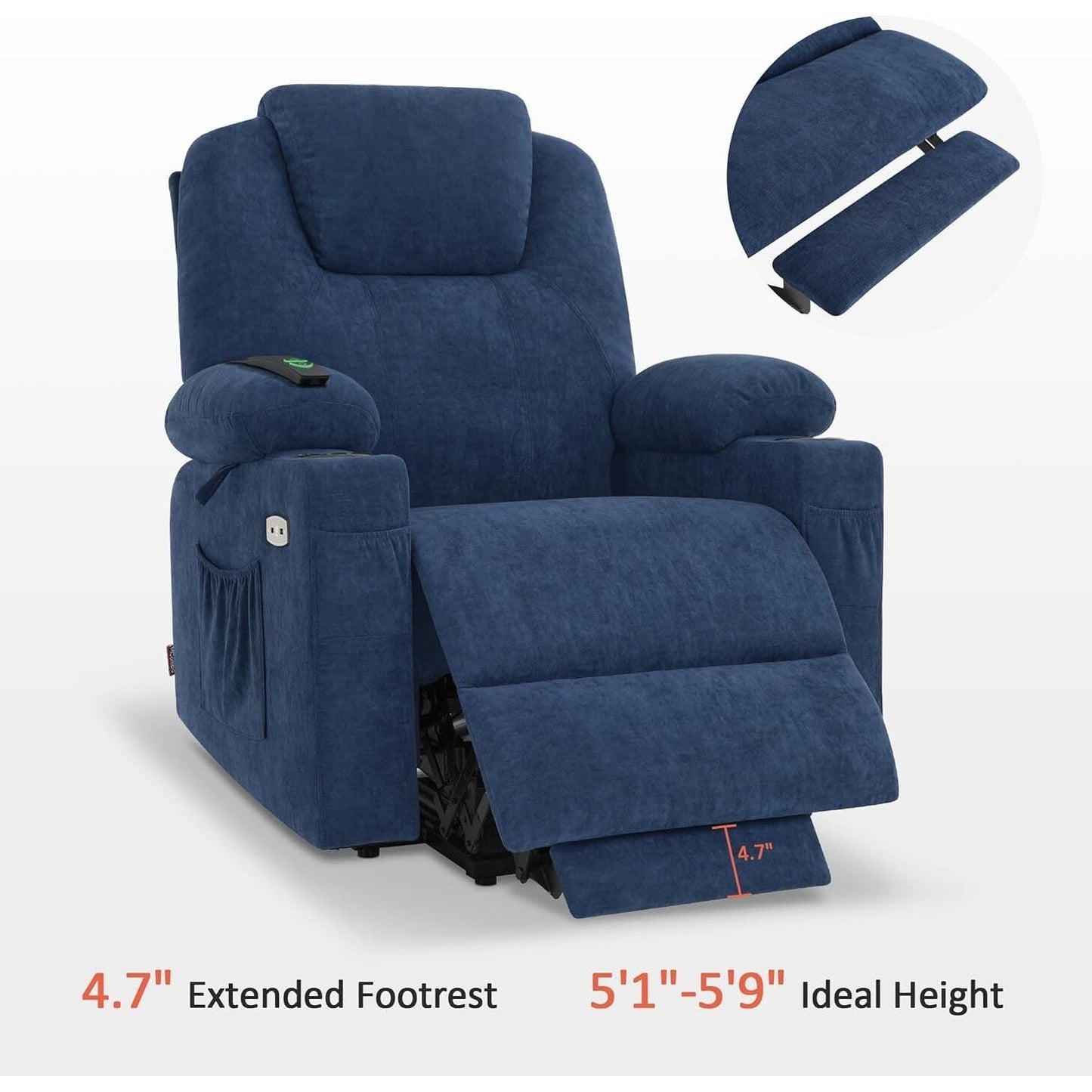 MCombo Electric Power Lift Recliner Chair Sofa with Massage and Heat, 3 Positions, USB Ports, Fabric 7040