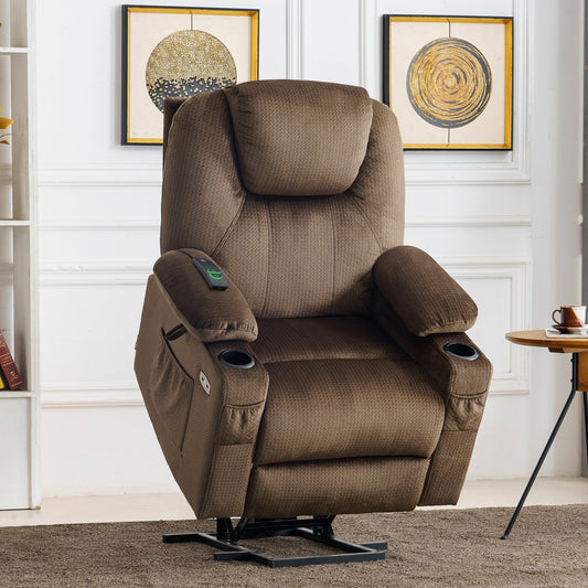 MCombo Electric Power Lift Recliner Chair Sofa with Massage and Heat, 3 Positions, USB Ports, Fabric 7040