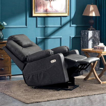 MCombo Electric Power Lift Recliner Chair Sofa with Massage and Heat, 3 Positions, USB Ports, Faux Leather 7040