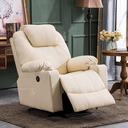 MCombo Electric Power Lift Recliner Chair Sofa with Massage and Heat, 3 Positions, USB Ports, Faux Leather 7040